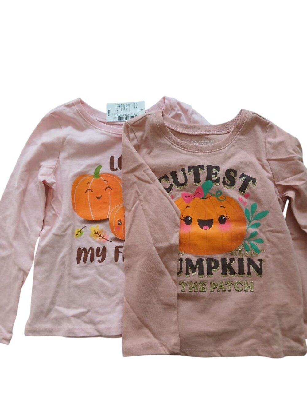 The Childern's Place 2 T-shirt pink & peach with pumpkins Girls Size 3T